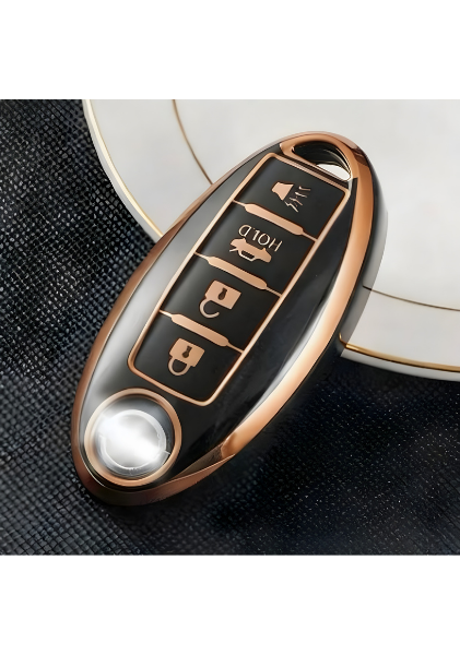 Infiniti Luxury Black Gold 4-Button Nano Smart Key Protective Case – Compatible with JX35, Q50, QX60 Models - 1