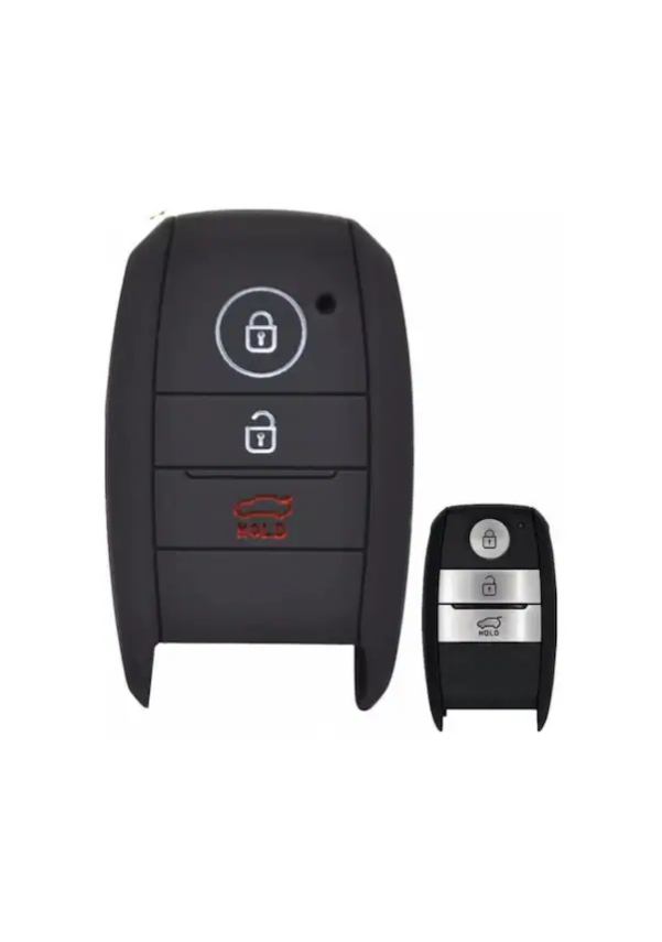Kia Black Silicone 3 Button Key Protection Cover Compatible with Rio, Ceed, Soul, Sportage, Sorento, Carens, Picanto Models - 1