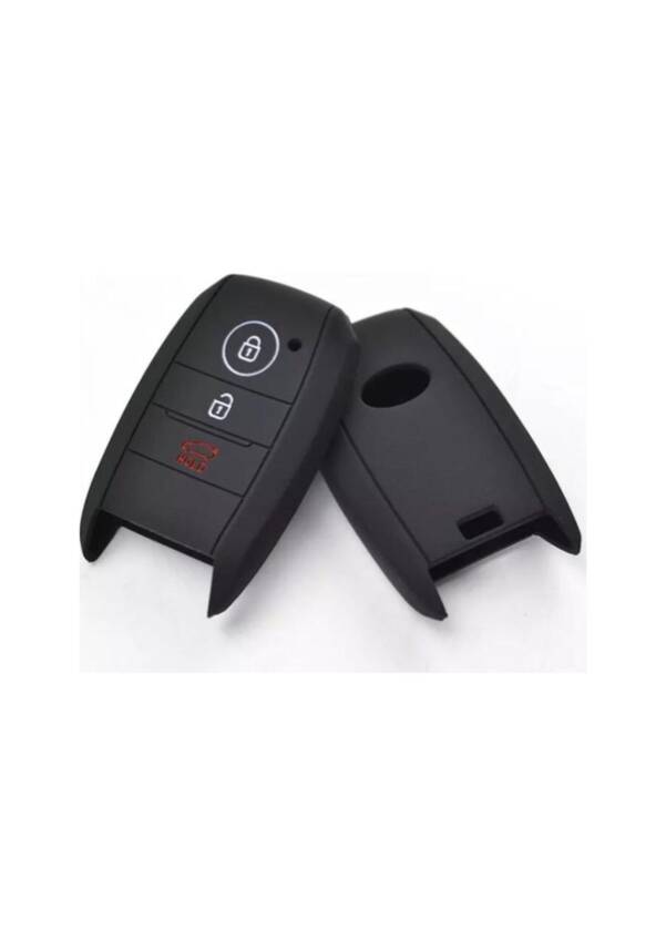 Kia Black Silicone 3 Button Key Protection Cover Compatible with Rio, Ceed, Soul, Sportage, Sorento, Carens, Picanto Models - 3
