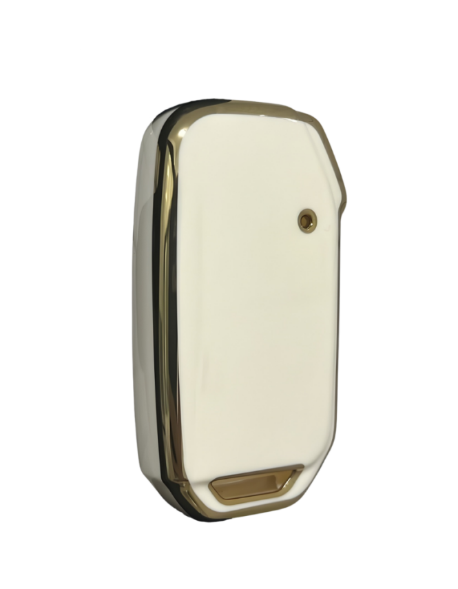  Kia Luxury 3-Button Smart Nano Key Cover, White-Gold Design, Compatible with Sportage, Soul, Sorento, Ceed, Niro — Premium Car Key Protector - 2