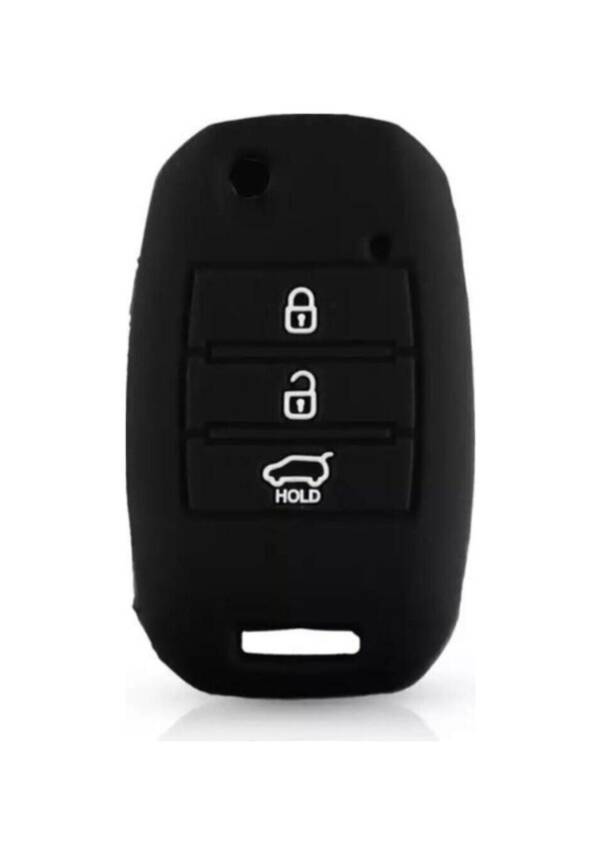 Kia Luxury Silicone Key Cover, Black Protective Case, Compatible with Rio, Ceed, Cerato, Sportage Models - 1