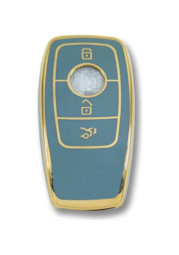 Mercedes-Benz FBS4 Type Nano Smart Key Cover, Gray-Gold Color, 4-Button Design, Compatible with 2017–2020 Models - 1