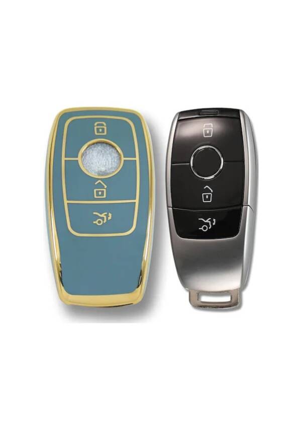 Mercedes-Benz FBS4 Type Nano Smart Key Cover, Gray-Gold Color, 4-Button Design, Compatible with 2017–2020 Models - 2