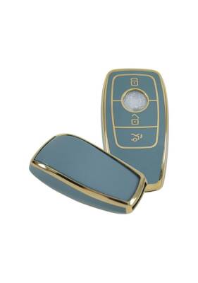 Mercedes-Benz FBS4 Type Nano Smart Key Cover, Gray-Gold Color, 4-Button Design, Compatible with 2017–2020 Models - 3