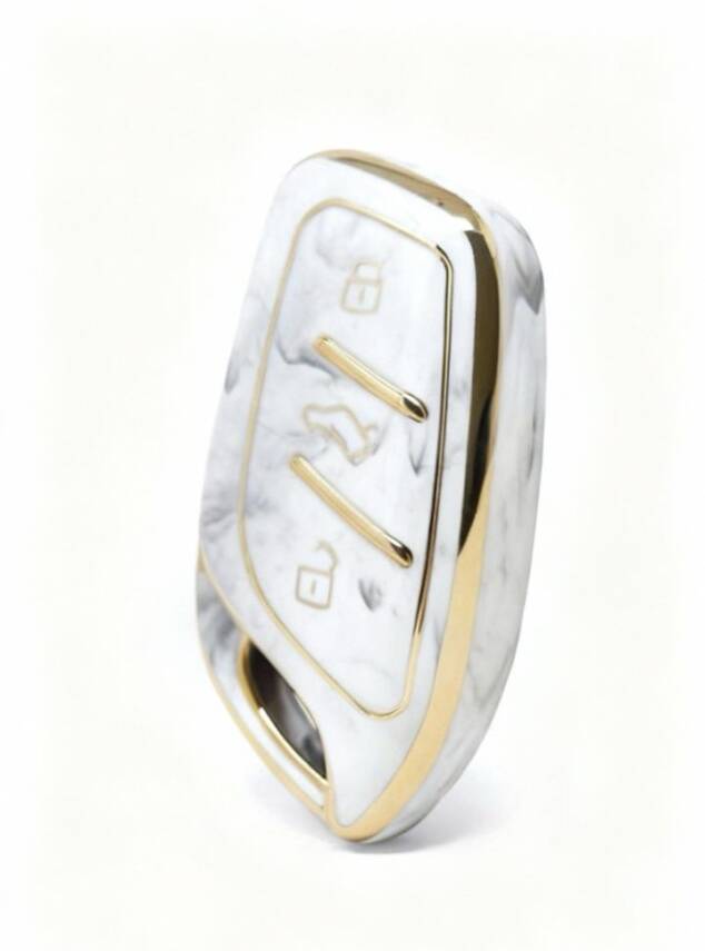 MG Luxury White Gold Marble Pattern Key Case Compatible with HS, GT, ZS, EV, ZX, MG5, MG6, Roewe RX3, RX5, I5, ERX5, I6 Models - 1