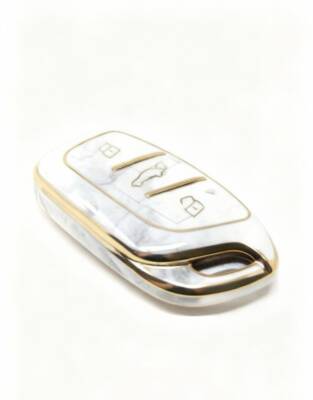 MG Luxury White Gold Marble Pattern Key Case Compatible with HS, GT, ZS, EV, ZX, MG5, MG6, Roewe RX3, RX5, I5, ERX5, I6 Models - 2
