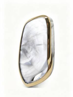 MG Luxury White Gold Marble Pattern Key Case Compatible with HS, GT, ZS, EV, ZX, MG5, MG6, Roewe RX3, RX5, I5, ERX5, I6 Models - 3