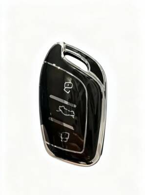 MG & Roewe Nano Key Cover, Black-Silver Color, Compatible with HS, GT, ZS, EV, ZX, MG5, MG6, RX3, RX5, I5, ERX5, I6 Models - MG