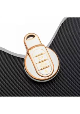 Mini Cooper Countryman Key Cover, White-Gold Color, Premium Nano Protection, High-Quality Design - Mini Cooper