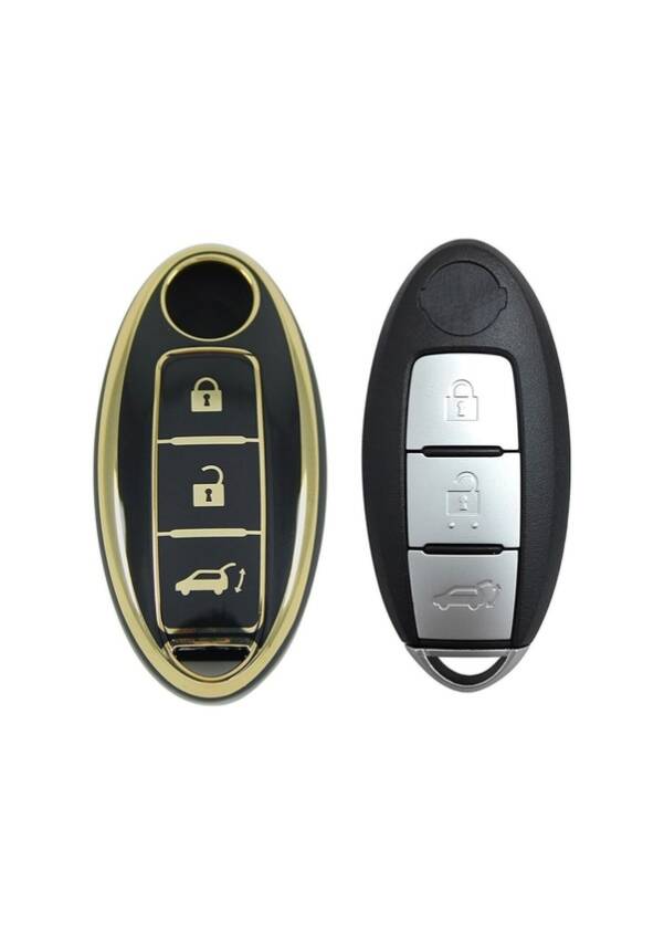 Nissan Luxury Smart Key Cover, Black-Gold, Premium Protective Case – Compatible with Micra, Juke, Qashqai, Note, Navara, Pulsar, and X-Trail Models - 4