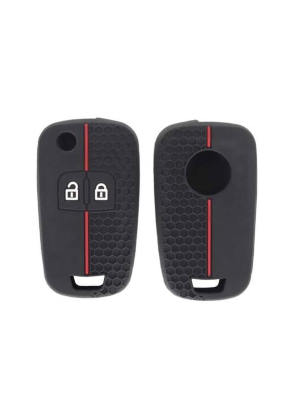 Opel Luxury Honeycomb Key Cover, Black-Red, Compatible with Astra J, Corsa D/E, Insignia, Mokka, Meriva - 1