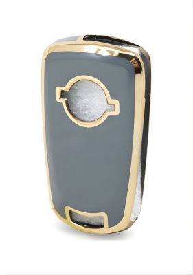 Opel Luxury Nano Key Cover, Gray-Gold Color, Compatible with Astra H, Corsa D, 2-Button Model - 3