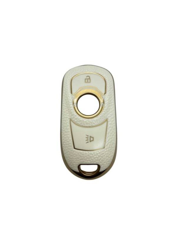 Opel Luxury White Gold Leather Smart Key Cover for Astra K and Insignia Grand – Keyless Start Compatible - 1