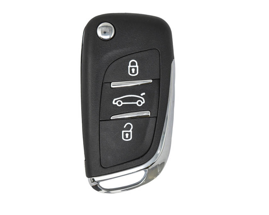 Peugeot 3 Buttons Flip Remote Case Key Shell Chrome - No Battery Holder - 1