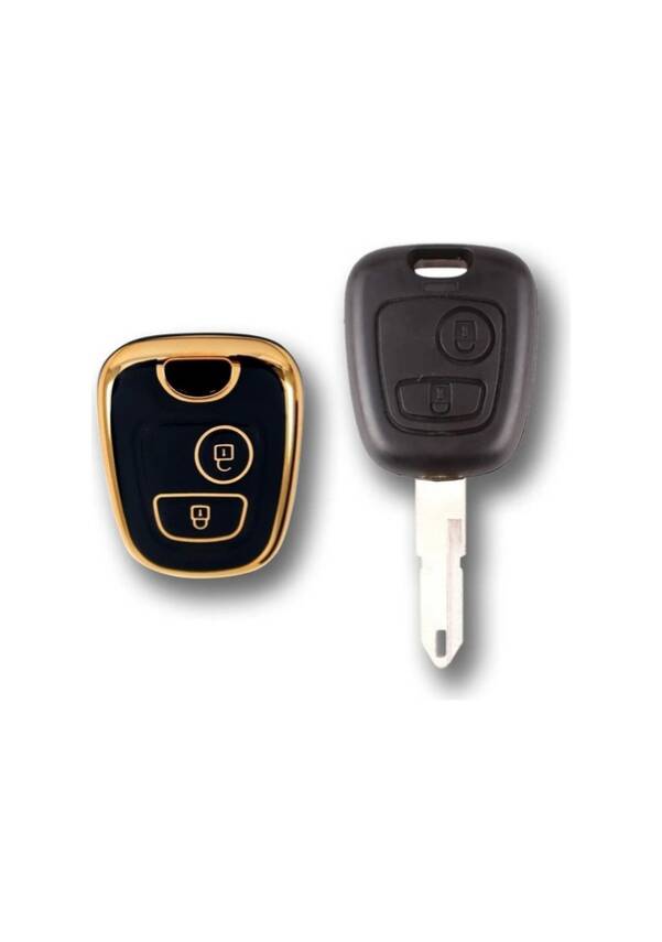 Citroen-Peugeot Black Gold 2 Button Key Remote Case Compatible with 206, 106, Partner, Citroen C1, C3, Berlingo Models - 3