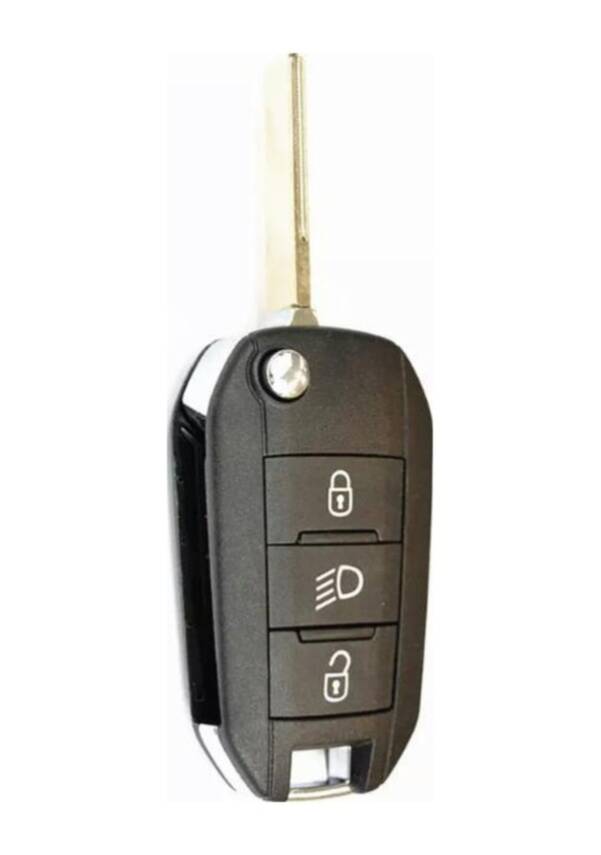 Peugeot Black Silicone Key Cover, 3-Button, Durable Protective Case – Compatible with 208, 308, 301, 3008, and 5008 Models - 3