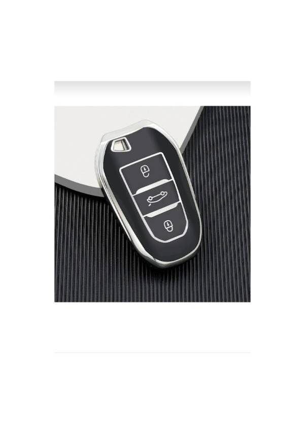 Peugeot Black Silver Nano Smart Key Protective Case Premium Quality Compatible with 208, 308, 508, 2008, 3008, 5008, Rifter Models - 1