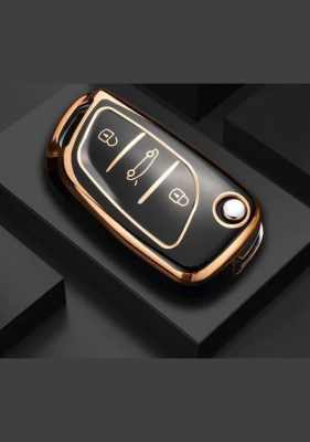 Peugeot & Citroen Luxury Nano Key Cover, Black-Gold, Premium Protective Case Compatible with C1, C2, C3, C4, C5, 306, 407, 807, DS, DS4, DS6 - Peugeot