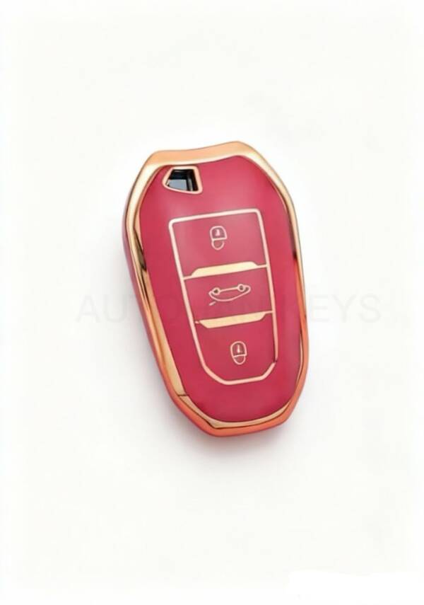Peugeot Luxury Red-Gold Nano Key Cover, Premium Protective Case, Compatible with 308, 508, 2008, 3008, 4008, 5008, Rifter, Opel Grandland X - 1