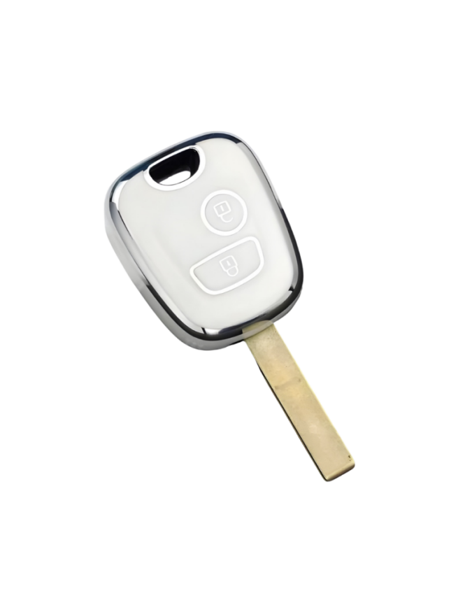 Premium Nano Key Cover, White-Silver Design, Compatible with Peugeot 106, 107, 206, 207, 306, 307, 406, 407 and Citroen C1, C4 — Luxury Car Key Protector - 2