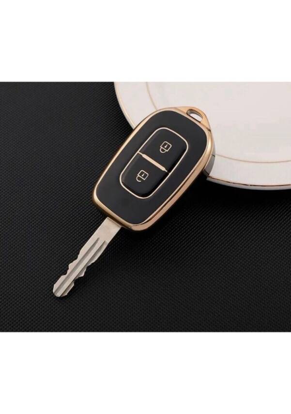 Ren-Dac Black Gold Premium 2 Button Key Protective Case Compatible with Duster, Scenic, Master and Megane Models - 1