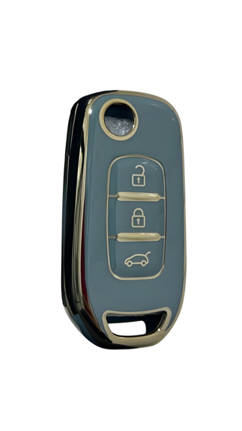 Ren Luxury Gray-Gold Nano Key Cover Compatible with Megane 4 Joy, Clio 5, Captur & Koleos — 3-Button Premium Protective Case - 1