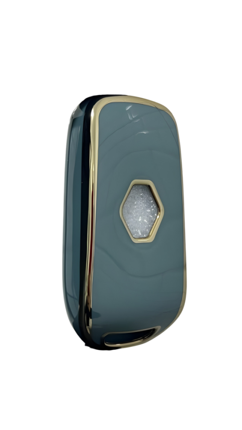 Ren Luxury Gray-Gold Nano Key Cover Compatible with Megane 4 Joy, Clio 5, Captur & Koleos — 3-Button Premium Protective Case - 2