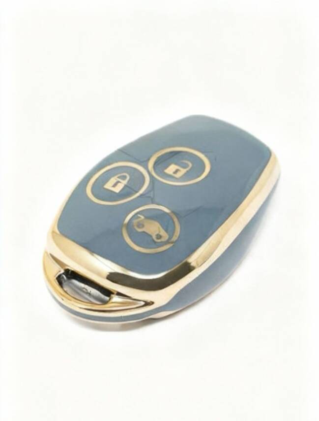 Ren Luxury Gray Gold Nano Protective 3 Button Key Case Compatible with Clio 3 and Dac Duster Models - 2