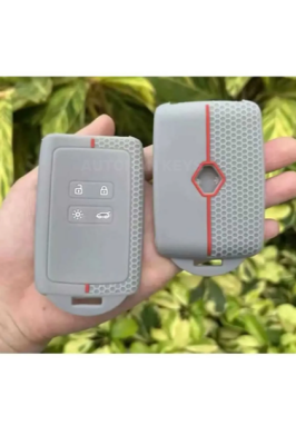 Ren Luxury Key Cover, Honeycomb Design, Gray Red, Compatible with Clio 5, Megane 4, Captur, Koleos, Kadjar Models - 3