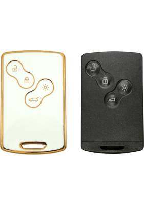 Ren Luxury Smart Key Cover, White-Gold Nano Protective Case, Compatible with Clio 4, Megane 3, Fluence, Keyless Entry Models - 2