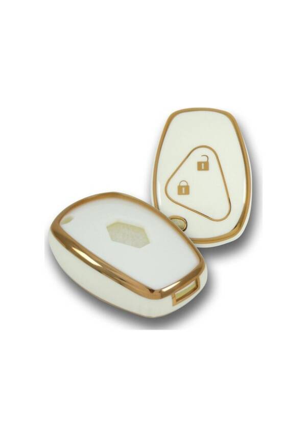 Ren Luxury White Gold Nano Protective 2 Button Key Case Compatible with Clio 3 and Dac Duster Models - 2