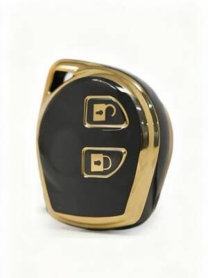 Suzuki Luxury Black Gold Nano 2 Button Protective Key Case Compatible with Alto, Swift, Baleno, SX4, Grand Vitara and Jimny Models - Suzuki