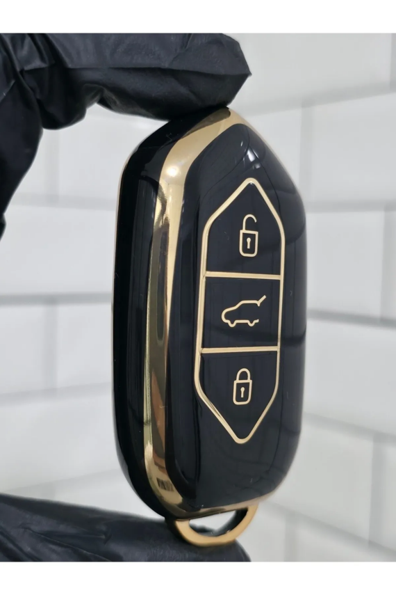 Togg Smart Key Cover 3 Buttons Nano Protection Black Gold Compatible with T10X - 2