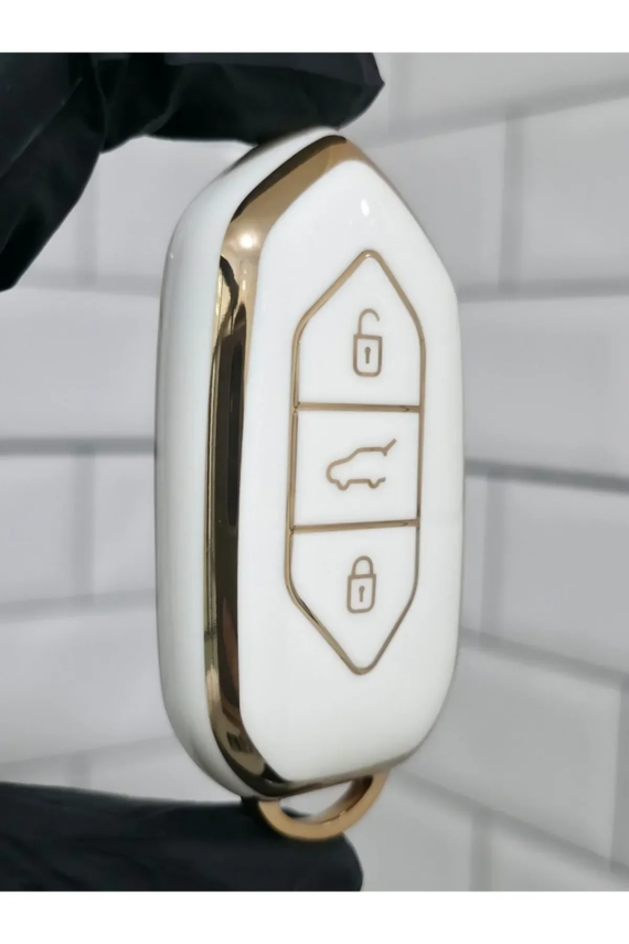 Togg Smart Key Cover 3 Buttons Nano Protection White Gold Compatible with T10X - 2