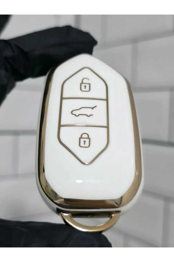 Togg Smart Key Cover 3 Buttons Nano Protection White Gold Compatible with T10X - 4