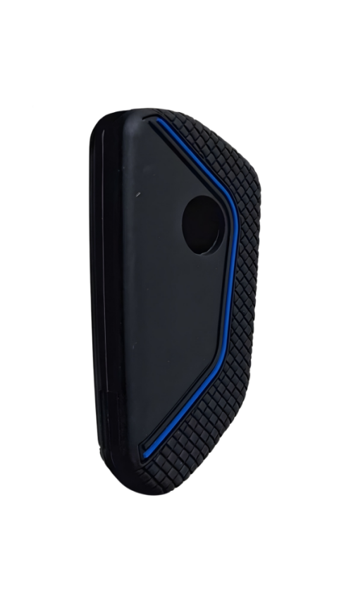 Volkswagen Luxury Black-Blue Honeycomb Key Cover Compatible with Golf 8 (2021+), Caddy (2021+), Tiguan (2024), Cupra Formentor & Leon — Premium Silicone 3-Button Case - 2